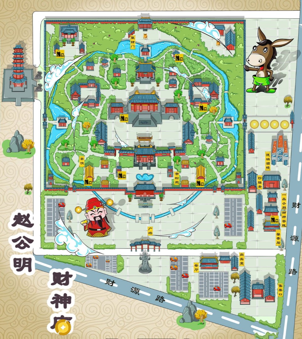 南岔寺庙类手绘地图